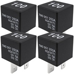 100 Relay 12V 70A 4-Pin SPST (4-Pack) for VW Jetta Golf Passat Audi A4 A6