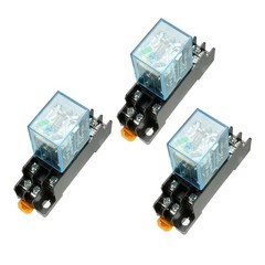 3PCS DC 12V 5A Coil 8Pin DPDT 35mm DIN Rail Electromagnetic Power Relay + Socket