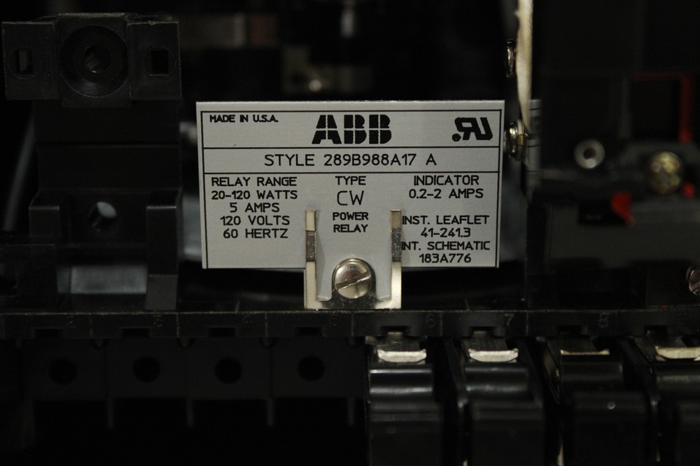 ABB 289B988A17A Type CW Reverse Power Relay 120V 20-120W 60Hz FT-21