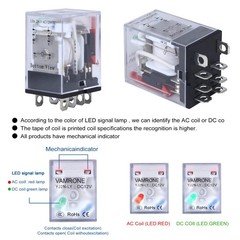 Electromagnetic Power Relay 8 Pin 10A 12 DC Relay Coil with Socket Base LED