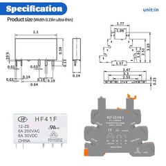 (10pcs) 12V Relays,din Rail,12V Coil dc/ac,Silm,PLC Signal Relay,HF41F/12-ZS 5 P