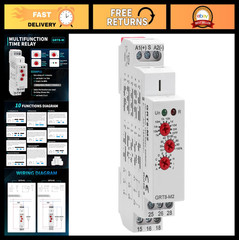 Adjustable Multifunction Time Relay 2 Outputs 16A Electronic Timer 12V-240V, Din