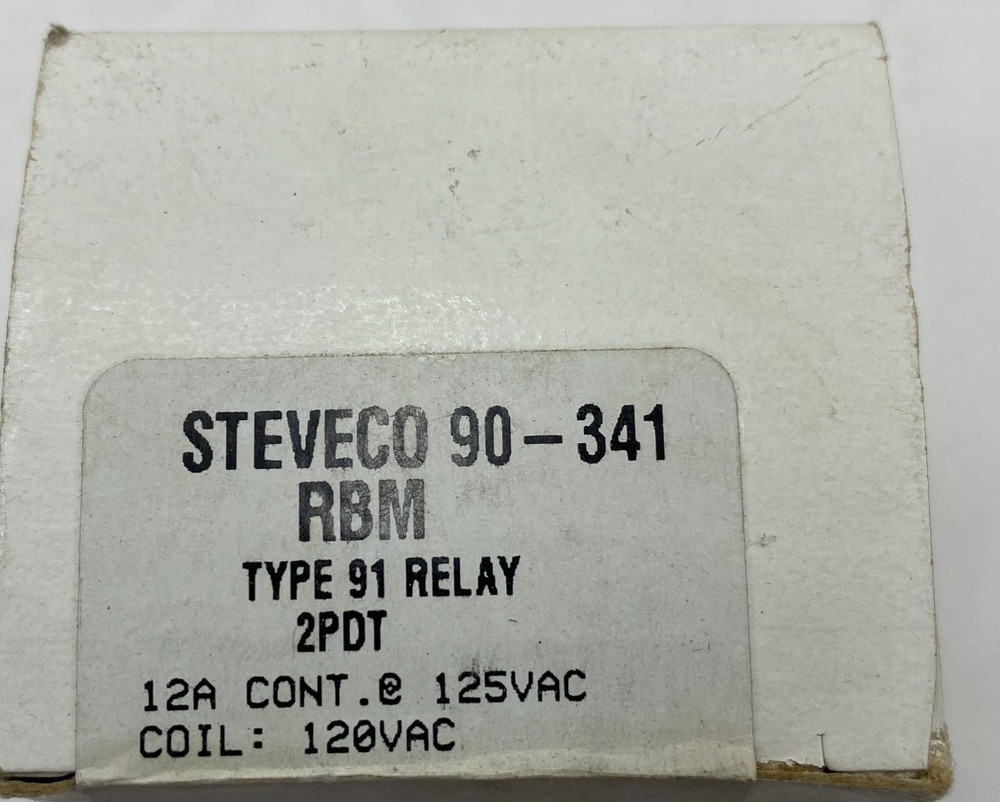 Steveco 90-341 Power Relay RBM Type 91 12A 277 VAC 125/250 VAC
