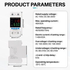 Adjustable Voltage Protector AC/DC 110V 63Amp Smart Breaker Adjustable Over U…