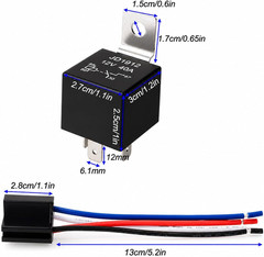 Gebildet 2Pcs 12V 40A 4 Pin SPST Car Relay Harness JD1912, 12AWG Harness Sockets