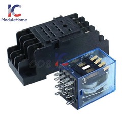 MY4NJ 12V 24V 110V/220V Coil Power Relay DIN Rail Mounted Base 14 Pin 4PDT FC