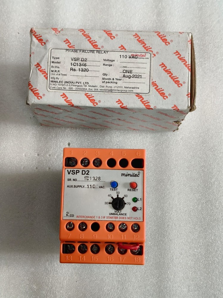 MINILEC VSP D2 PHASE FAILURE RELAY VOLTAGE 110VAC NEW FREE FAST