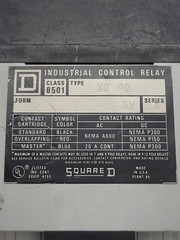 Square D 8501 Control Relay Form XO 40 Series A 20A Nema A600 2 AWG 12P