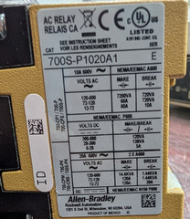 🤪 2) ALLEN BRADLEY AC RELAY 115-120 VAC COIL 10 AMP 700S-P1020A1
