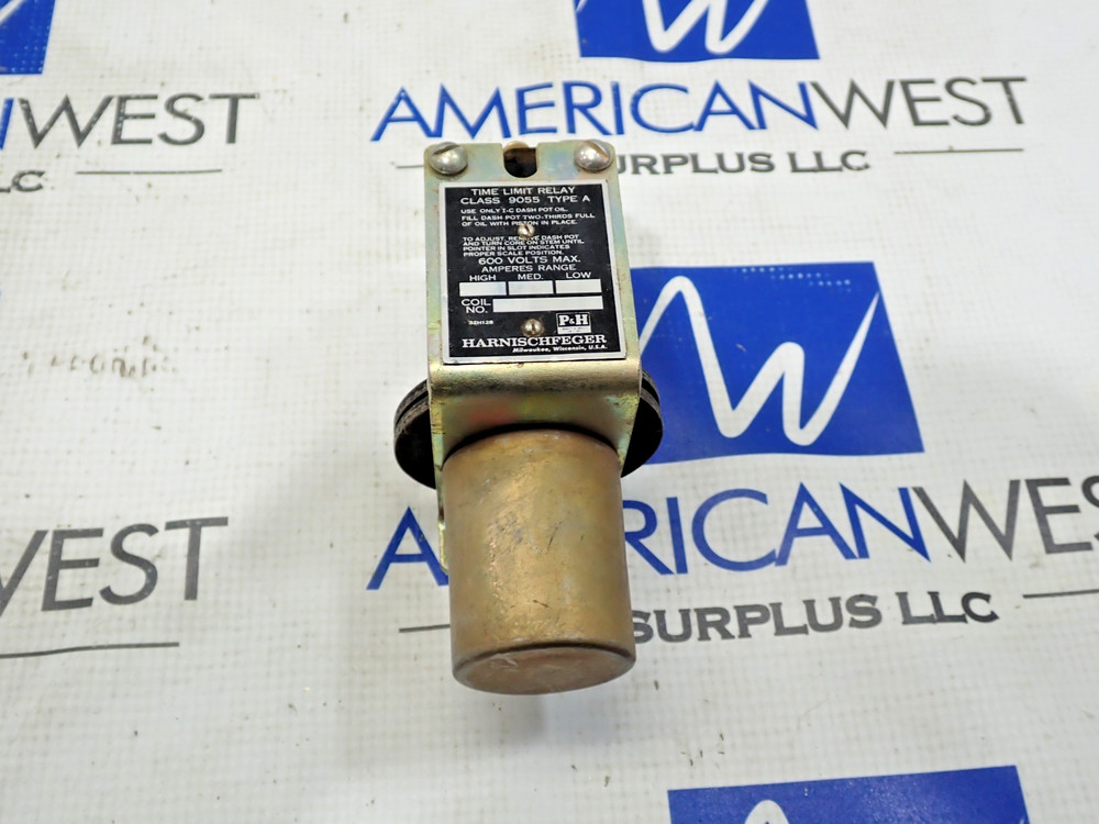 HARNISCHFEGER Time Limit Relay 9055 Type A 600Volt Use only I-C Dash pot oil