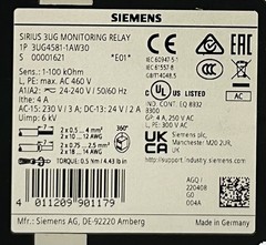 SIEMENS 3UG4581-1AW30 INSULATIO MONITORING RELAY 24-240V AC/DC FREE SHIPPING