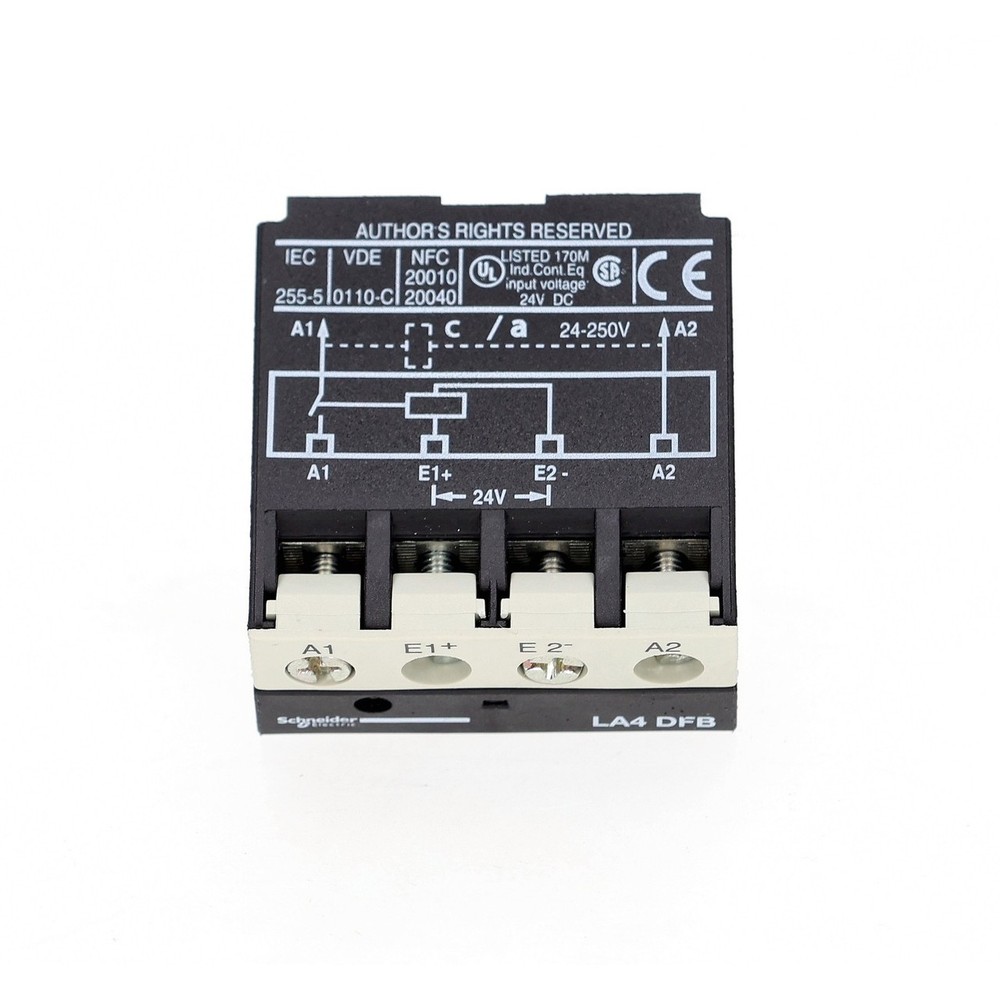 Schneider Electric LA4DFB Interface Relay Module 24VDC 250VAC 3P DIN Mount New