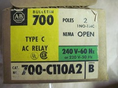 Allen Bradley 700-C110A2 Ser B Type C AC Relay, 2 Pole 1NO-1NC, NEMA Open, NOS