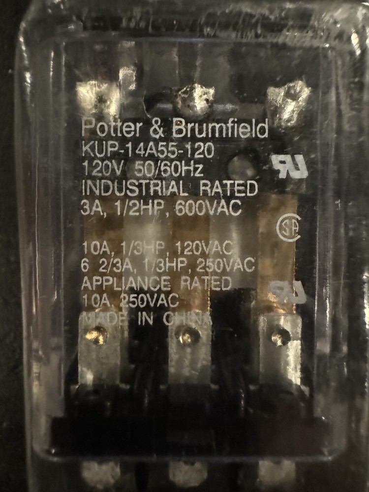 Potter and Brumfield KUP-14A55-120 – 3PDT 120VAC 10A Relay