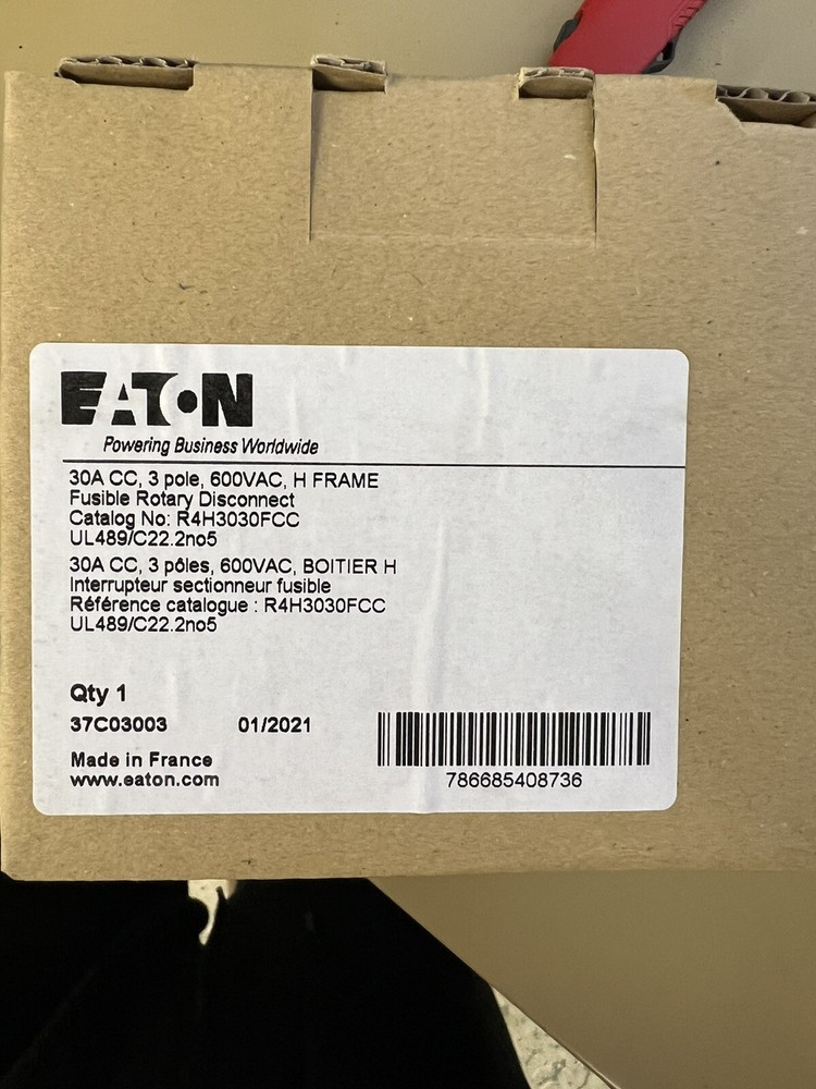 EATON 30AMP H-FRAME CC 30A/R4H3030FCC Rotary Disconnect