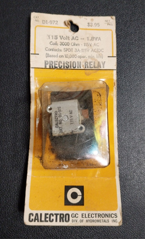 Calectro Precision Relay 115 Volt AC D1-972 New Old Stock GC Electronics
