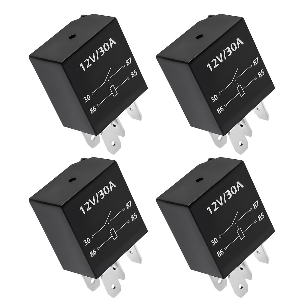4-Pack 4 Pin 12V 30A Heavy Duty Stable Relay Replacement for Motor Automotive, M