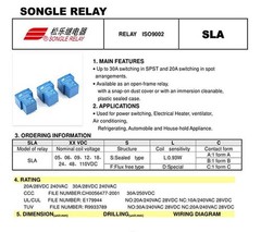 Blue SONGLE Power Relay SLA – 05 – 48V DC, SL – A/SL – C, 4/6 Pin, 30A, T90