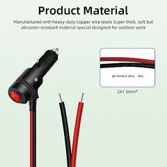 12V 24V Car Cigarette Lighter Plug Adapter with On/Off Switch, 16A Color: 0.3M