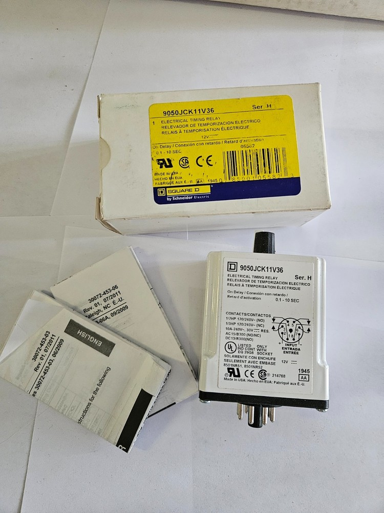 Square D 9050 JCK 11V36 Electrical Timing Relay