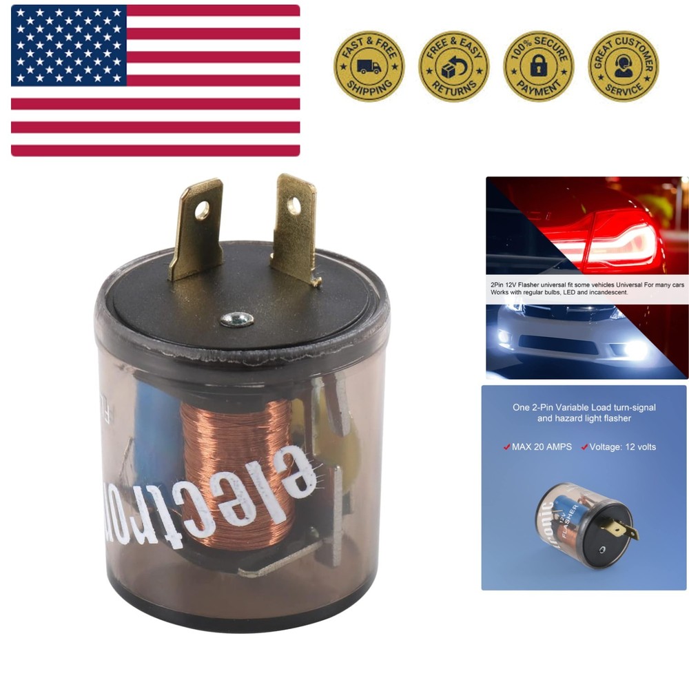 2 Pin Electronic Flasher Relay 12V Turn Signal Light Blinker Relay 2 Prong Fl…