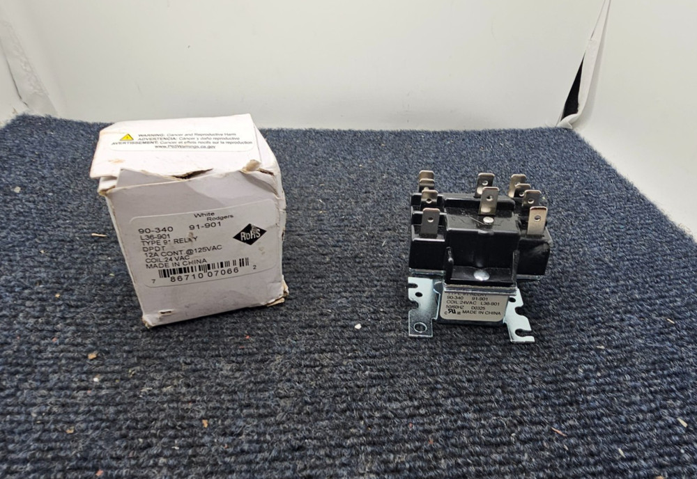 White Rodgers 90-340 Switching Relay DPDT 24VAC Coil 91-901 12A @125VAC