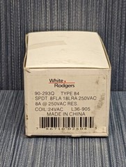 White-Rodgers SPDT 90-293Q Type 84 for Enclosed Fan General Purpose Relay 24V