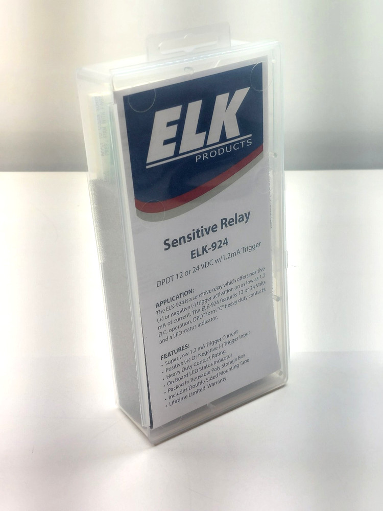 ELK Products Sensitive Relay ELK-924 DPDT 12 or 24 VDC w/1.2mA Trigger