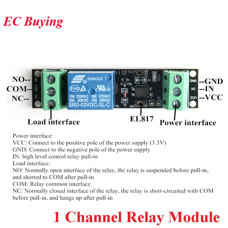 1 Channel DC 3V Relay Module High Level Optocoupler Isolated Drive Control Board