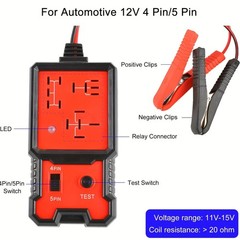 12V Auto Relay Diagnostic Tester with LED for Standard 4 & 5 Pin Relay Check