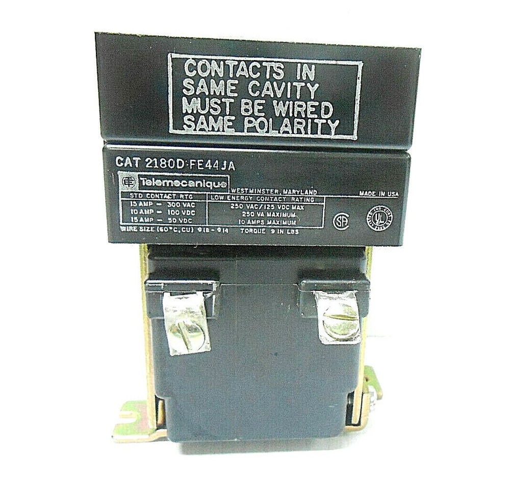 2180D-FE44JA TELEMECANIQUE RELAY, 15 AMPS/ 250 VAC/24 VDC NEW OLD STOCK