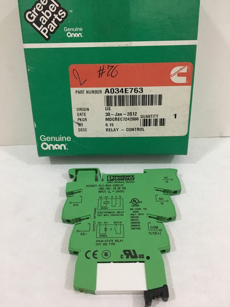 CUMMINS RELAY CONTROL A034E763 NEW
