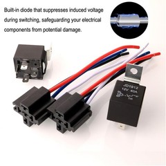 Car Relay Harness 12V 40A 4 Pin SPST 12AWG Harness Sockets with Built-in Diode