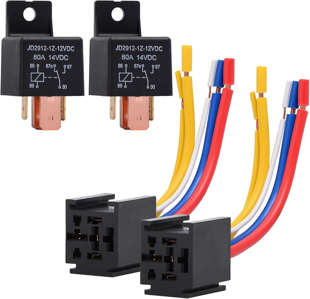 EHDIS 2 Packs Car Relay with Harness Truck Motor Heavy Duty 5-Pin 80A 12V Relay