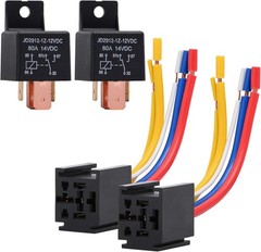 EHDIS 2 Packs Car Relay with Harness Truck Motor Heavy Duty 5-Pin 80A 12V Relay