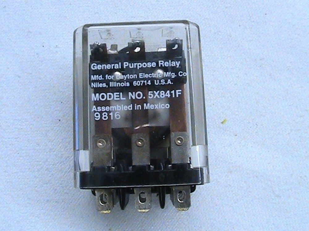 1 USED DAYTON ELECTRIC MFG. CO. GENERAL PURPOSE RELAY 5X841F 120VAC COIL
