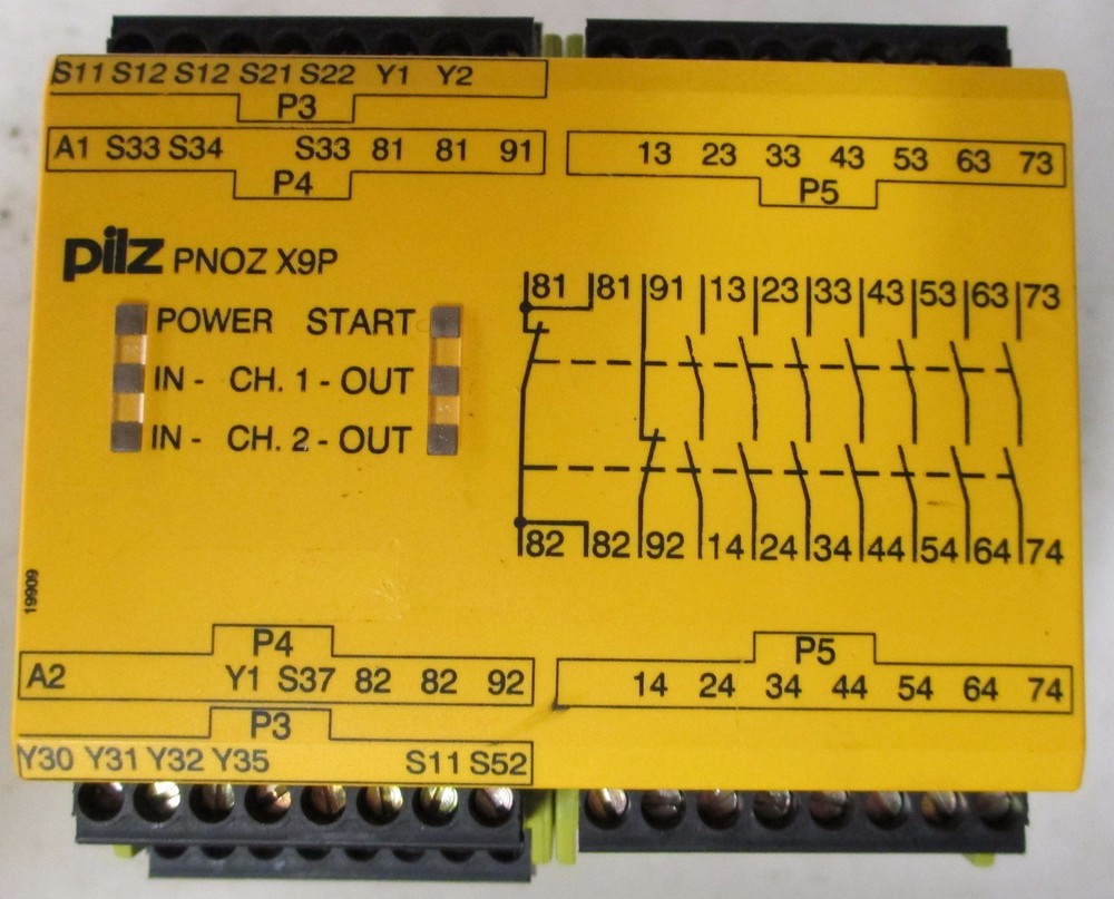Pilz PNOZ X9P 24VDC Coil 7n/o 2n/c 2so 240VAC E-STOP relay, safety gate monitor