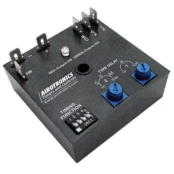 Airotronics Multifunction Time Delay Relay, Square, 9 Functions 120V AC, SPDT