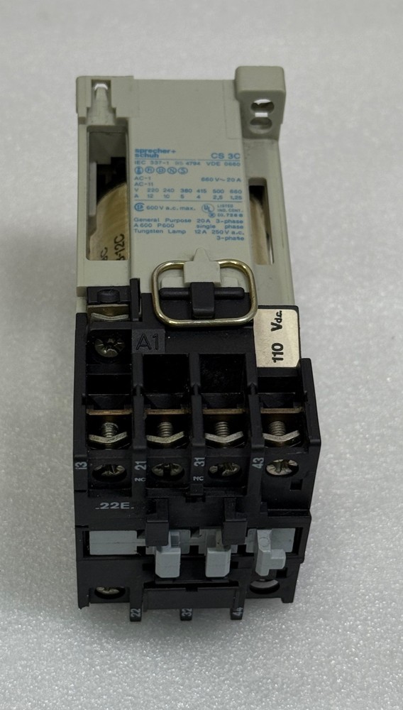 SPRECHER+SCHUH CS3C-22E- 20A CONTROL RELAY 110 VDC COIL