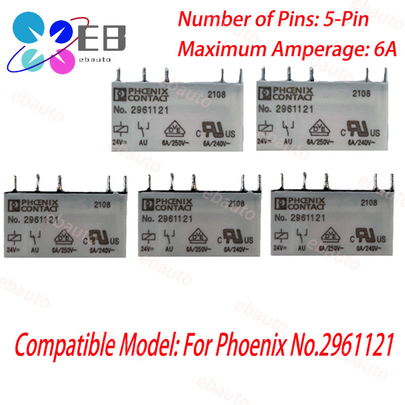 5PCS Power Relay For Phoenix No.2961121 6A 24VDC 240v~250V 5 Pins New