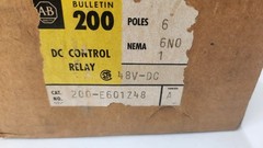 Allen Bradley 200-E601Z48 48-vDC Coil, Control Relay 6-Pole NEW IN BOX