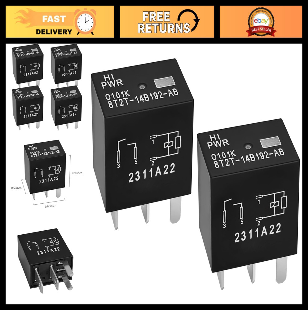 Set of 4 Plug-in Automotive Relays 12VDC 4 Pins – OEM Replacement for Ford Vehic