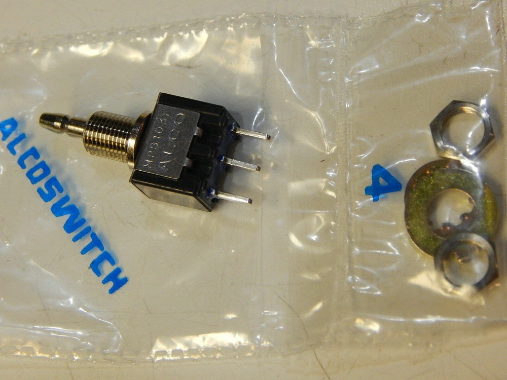 ALCOSWITCH MPS103F PC MOUNT OR SOLDER PUSHBUTTON SWITCH ON-(ON) SPDT 125V 3A