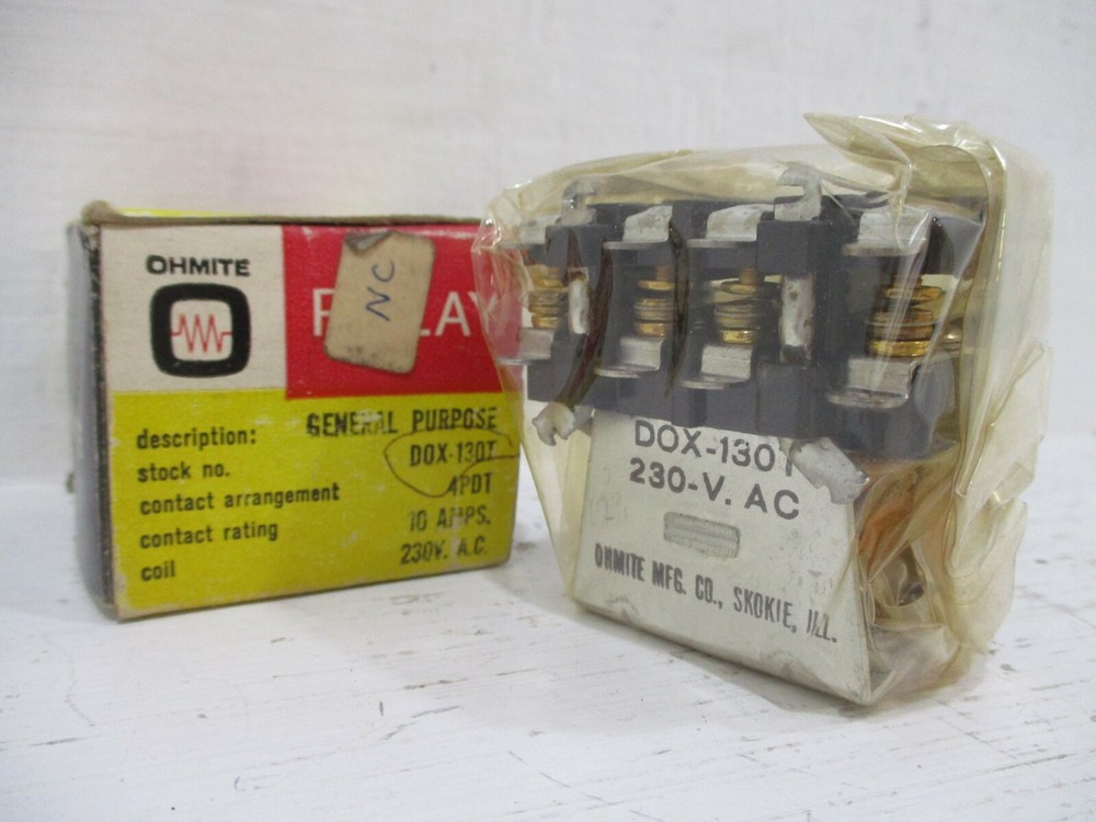 NEW Ohmite DOX-130T General Purpose Relay 4-PDT 10A 230 Vac 230V DOX130T 240