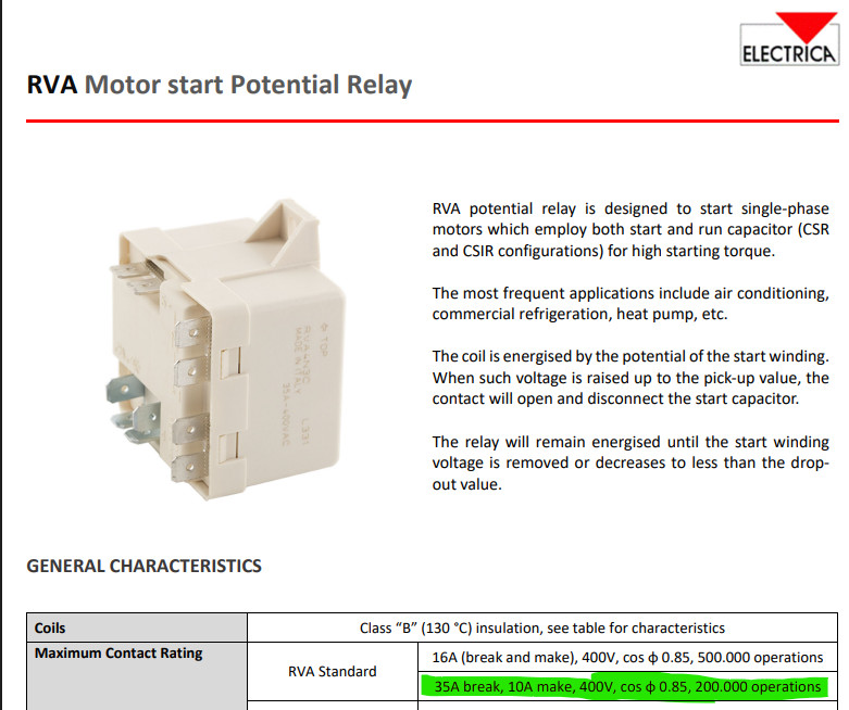 RVA Motor Start Potential Relay RVA2AMKD Electrica 8200RVAM01 Tecumseh NEW [D1S2