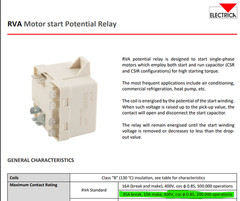 RVA Motor Start Potential Relay RVA2AMKD Electrica 8200RVAM01 Tecumseh NEW [D1S2
