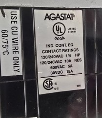 Agastat 7012ACL Time Delay Relay 10A 1.5-15 Sec 120/240V 60Hz Bolt On Analog