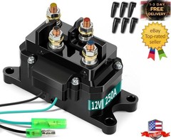 12V 250A Winch Solenoid Relay Contactor with 6 Protecting Caps for ATV UTV 20…