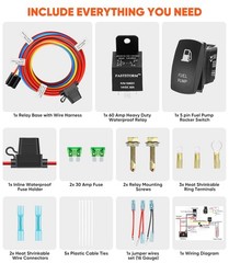 12V Electric Fuel Pump Waterproof Relay Kit Heavy Duty Long Wiring Harness Kit 6