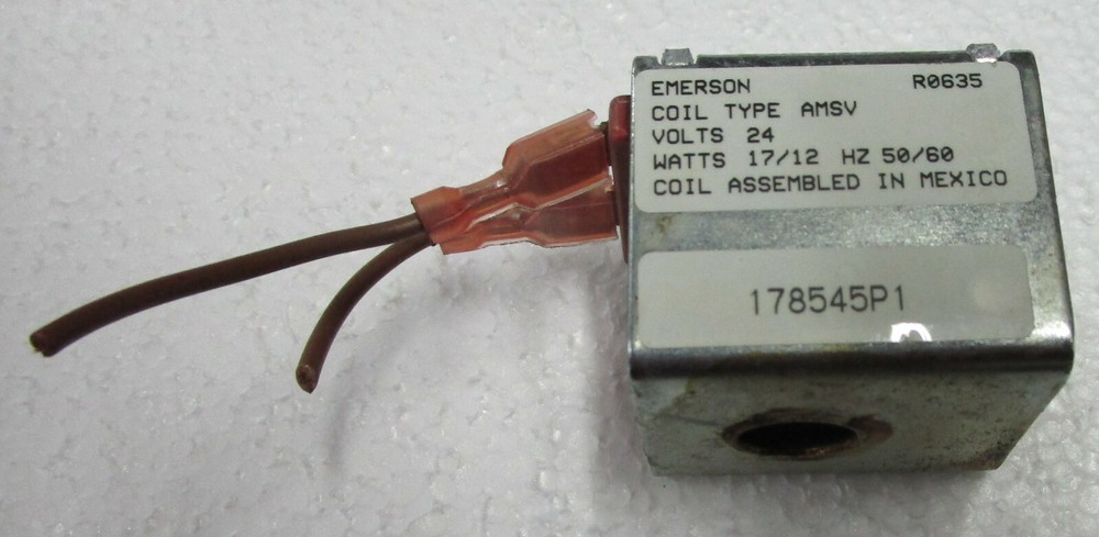 Emerson Coil (Carrier 537) Type AMSV Volts 24 P# 17854P1 50/60hz Used Cut Out